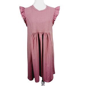 English Factory Dusty Rose Ruffle Sleeve Mini Dress
